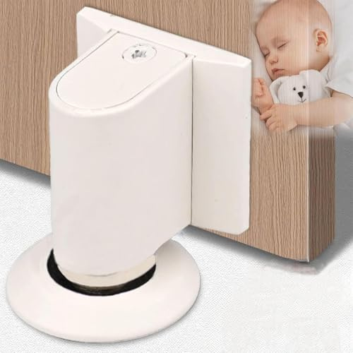 1 Pezzi Metallo Fermaporta Magnetici, Fermaporta da Muro, Fermaporte Magnetico Esterno per Porte, Fissaggio con Biadesivo o Viti su Porta e Pavimento