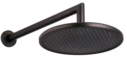 PaulGurkes Kopfbrause Regendusche Matt-Schwarz mit Wandarm 40cm