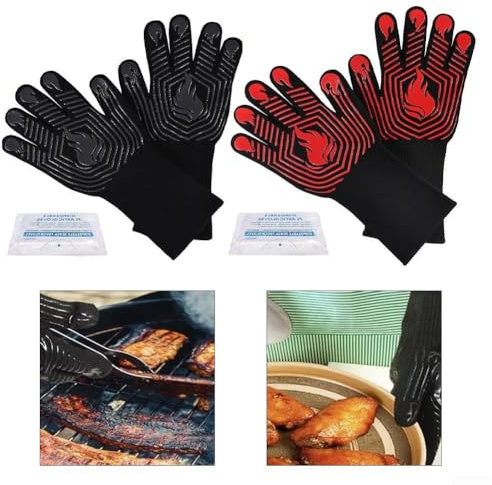Guanti da forno a doppio strato ignifughi progettati per gestire in modo sicuro la cottura ad alta temperatura con facilità d'uso in mente (rosso)