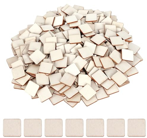 300 dischi quadrati in legno, dischi di legno, pannelli di legno per il fai da te, pittura fai da te (2 x 2 cm)