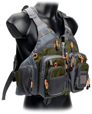 Schwimmweste for Angeln mit Reißverschluss, Verstellbarem Gürtel, Weste mit Mehreren Taschen for Männer und Frauen(H)