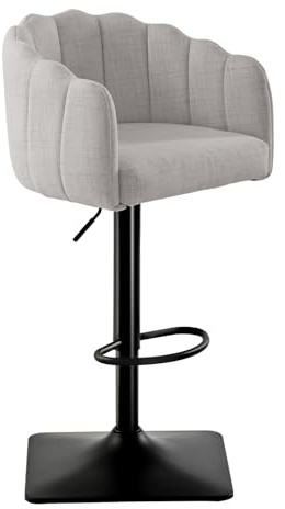 SUPPNEED Barhocker mit Lehne, Leinen Bar Stühle Höhenverstellbar, Drehsessel für küchentheke, Barstuhl, Friseurstuhl, Küchenhocker, Esszimmerstühle Drehbar (1, Beige)