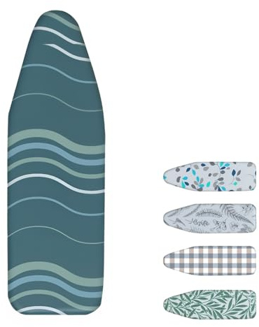 ZIHQRgE Copriasse da Stiro 130 x 50 cm Copri ASSE da Stiro Elastico e Spesso, con Parte Superiore in Cotone Una Stiratura Facile e Veloce(D Green,51.1 L x 19.6 in W (130 x 50 cm))