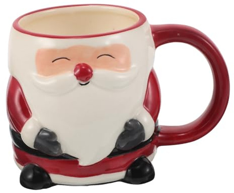 STOBAZA Taza de Cerámica Navideña con Diseño Pintado Mano de Santa Claus Resistente al Calor para Microondas y Lavavajillas para Café Té y Leche Regalo para Mujeres Hombres y Casa y