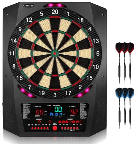 Elektronisk darttavla, elektriska darttavlor med mjuk spets för vuxna med heckler och ljuseffekter, digitala darttavlor med 6 pilar, 100 mjuka spetsar