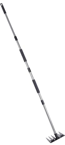 Oreilet Herramienta para Quitar Malas Hierbas, Hierro Resistente Manual para Jardín, Rastrillo Malas Hierbas, Herramienta para Jardinería, Césped, Macizos Flores, Aflojar el Suelo (6 Dientes)