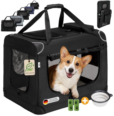Zedelmaier Hundebox Auto, faltbar, geruchsarm, 60 x 42 x 44 cm, Schwarz