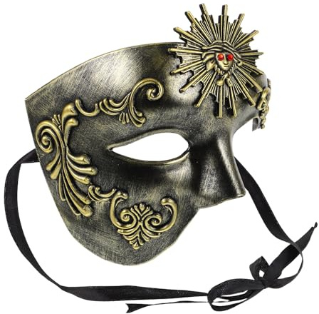 DOITOOL Masque Vénitien Steampunk pour Homme Demi-visage Abs Ajustable Léger et Robuste pour Carnaval Bal Masqué et Cosplay Adulte