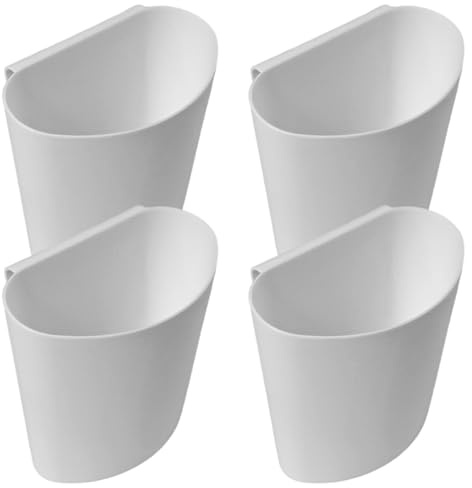 TOYZFRIENDY 4 Cestas Colgantes Pequeñas para Carrito Blancas Portavasos para Carrito de Compras Cestas de Almacenamiento Portátiles para Hogar y Oficina Organizador Versátil para