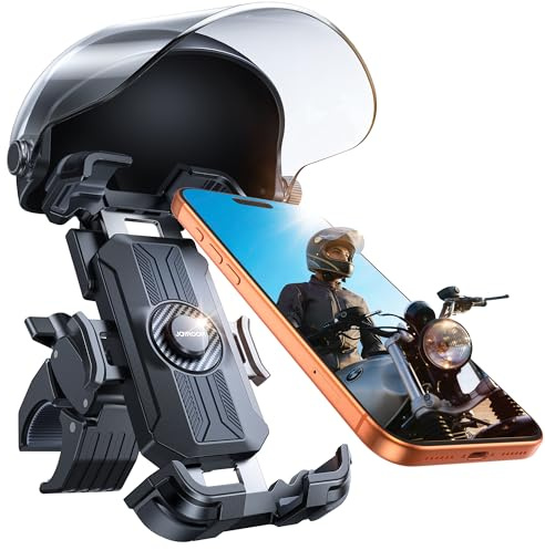 JOYROOM Motorcycle Phone Mount Holder, [All-Weather Sunshade & 120mph Secure Lock] Phone Holder for Motorcycle ATV UTV, [Metal Lock] Handlebar Phone Mount for iPhone 17 16 15 14 Pro, All 4.7-7 Phones