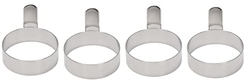 Buhdjfnke 4 Pcs Egg Frying Rings Stainless Steel Omelette Model Pancake Rings Round Fried Poach Mould with Handle S