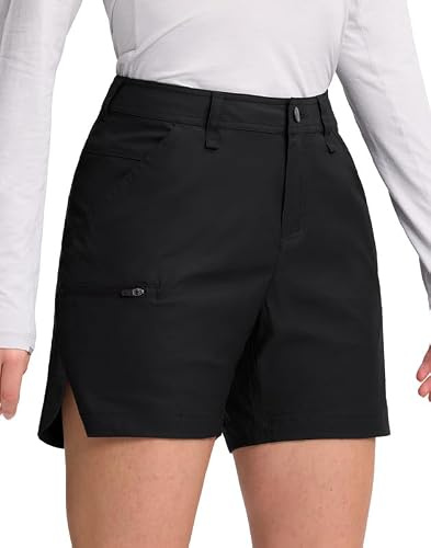 Pioneer Camp Pantaloni corti da escursionismo, da donna, sportivi, bermuda, estivi, ad asciugatura rapida, impermeabili, per escursionismo, campeggio, viaggi, pesca, pendolari, arrampicata, Nero , M