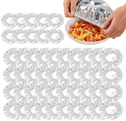 YNPQTDS 50 pezzi di pellicola trasparente riutilizzabile 20 cm coperchio isolante in foglio di alluminio elastico per mantenere la freschezza di, pentole e contenitori da cucina