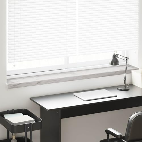 GeenYuu davanzale in PVC con struttura in marmo, 160 x 20 x 4,5 cm, impermeabile e facile da pulire, per interni ed esterni, facile montaggio con colla, superficie stabile per piante e decorazioni