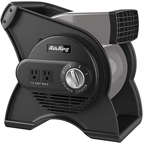Air King Commercial Grade Pivoting Utility Fan, for Cooling, Ventilating, Exhausting and Drying at Home, Job Site, Work Shop, Construction, 3 Speeds, 11.25, Black, 9550