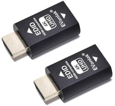 EVanlak 3rd Generrtion Hdmi Edid Emulator Passthrough Eliminated Emulator Adapter Work with Mac Thunderbolt to HDMI Switches/Extender/AV Receiver/Video Splitters 4k- 3840x2160@60Hz-2pack
