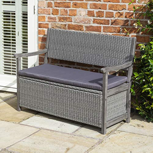 Rowlinson Alderley Rattan Storage Bench - Grey