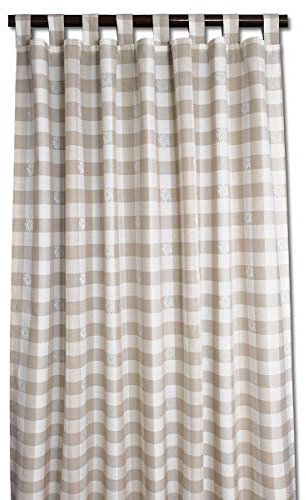 Schlaufen-Dekoschal Karo-Edelweiß Beige | Landhaus-Vorhang beige-weiß kariert 8 Schlaufen hochwertige Webware | Übergardine für Küche, Esszimmer, Gästewohnung, Kaminzimmer Höhe x Breite: 220 x 130 cm