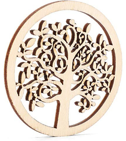 Albero Della Vita Legno, 48 pezzi Albero Decorativi Pendenti Legno Abbellimenti per Decorazioni Fai da Te Matrimonio Nozze Natale, Dimensioni 5 cm/2 pollici