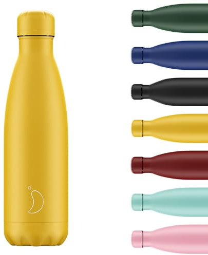 Chilly's Water Bottle - Stainless Steel and Reusable - Leak Proof, Sweat Free - Matte - All Burnt Yellow - 500ml
