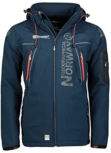 Geographical Norway Herren Softshell Funktions Outdoor Jacke wasserabweisend im Bundle mit urbandreamz Beanie (3XL, Navy TN)