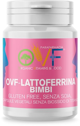 OVF Lattoferrina Bambini 100mg ; Integratore Lattoferrina Pediatrica a Sostegno del Sistema Immunitario e delle Difese dell'Organismo. 60 Capsule