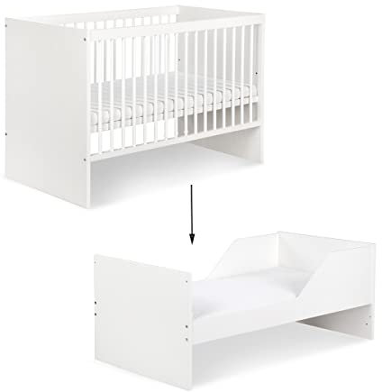 DALIA Cuna evolutiva bebé convertible en cama infantil, 140 x 70 cm, color blanco