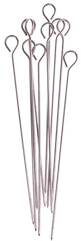 HMTE 10 pièces en Acier Inoxydable Barbecue Aiguille Viande d'oie Rond rôti brochettes bâton Barbecue brochettes ustensiles de Cuisine Camping en Plein air Pique-Nique (M)