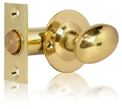 XFORT Rack Bolt Security Kit in Polished Brass, Oval Turn Knob with 55mm Rack Bolt. Extra Security As an Additional Lock, Enhanced Protection for Doors.