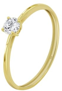 Time RoaD Anillo Mujer Oro 9K de 375 ml - Diseño Ergonómico y Ajuste Perfecto AF00053/18 - Ideal para Compromiso - Pedida - Alianza - Promesa - Con Circonita - Anillos Mujer