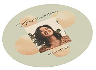 Untersetzer Foto + Text Personalisieren | Konfirmation | Bubbles | 100 mm rund | Bierdeckel personalisiert | Menge + Farbe | Party | Feier | Tischdekoration | Geburtstag | Kommunion (Grün, 25 Stück)
