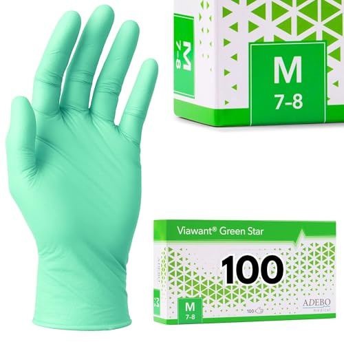 Einweghandschuhe 100 Stück | M | Nitrilhandschuhe Grün | Puderfreie, latexfreie Einmalhandschuhe | Reißfest & feinfühlig | EN 455 & EN 374 | Gr. S, M, L