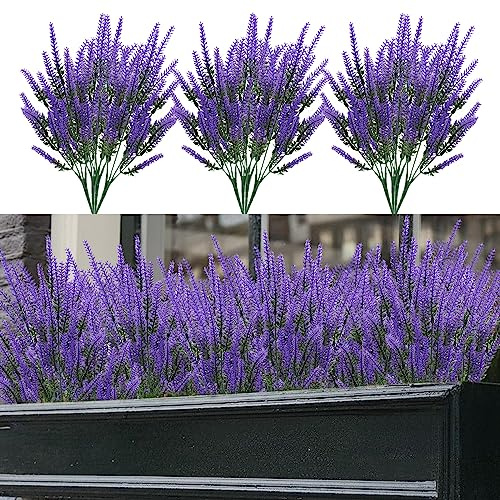 TUAKIMCE 12 Bündel Künstliche Lavendel, UV-Beständige Kunstblumen Wie Echt, Deko für Innen und Außen, Strauß für Haus, Garten, Büro, Töpfe (Lila)