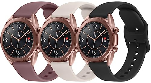 AK Pack 3 Straps Compatible for Samsung Galaxy Watch 3 41mm /Galaxy Watch 42mm/Galaxy Watch Active 2 40mm 44mm/Gear Sport, 20mm Soft Fitness Replacement for Samsung Galaxy Watch 3 41mm(Pack A)