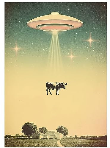 JUNOMI® Surrealismus Poster DIN A2 - Motiv 05 | Vintage Fantasie-Poster, Hippie, Planeten, 60er, 70er, 80er, Frauenporträt | Ohne Rahmen