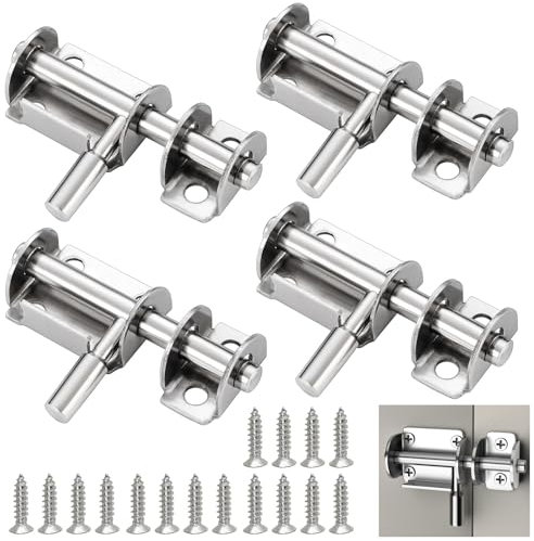 4 Piezas Pestillos para Puertas, Pestillo de Acero Inoxidable Pestillo Deslizante con Tornillos para Puertas de Mascotas, Muebles de Gabinetes, Pestillos de Ventanas