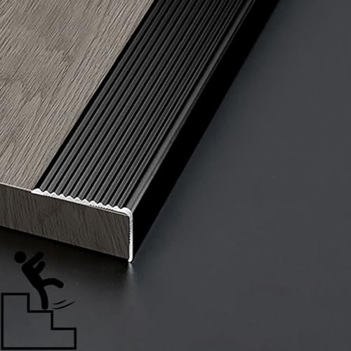 Aluwinkel Treppenprofil L-Form Kantenschutzprofil wasserdicht Eckenschoner Eckenkanten-Zierleisten Kantenschutz für Treppen/Stufen/Ecken im Innen- und Außenbereich Easy to Install. ( Color : Nero , Si