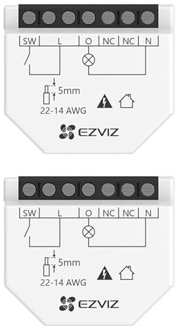 EZVIZ Relè Smart Wifi T35W, Controllo Wireless, Timer e Programmazione, Compatibile con Google e Alexa (2 unità)