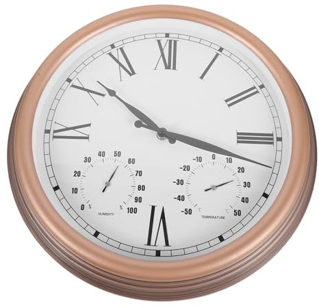 Zerodeko wasserdichte Gartenwanduhr Thermohygrometer Outdoor-Wanduhr wasserdichte Uhr aussentemperaturmesser Thermometer für außen Außenthermometer Digitale Wanduhr Stumm