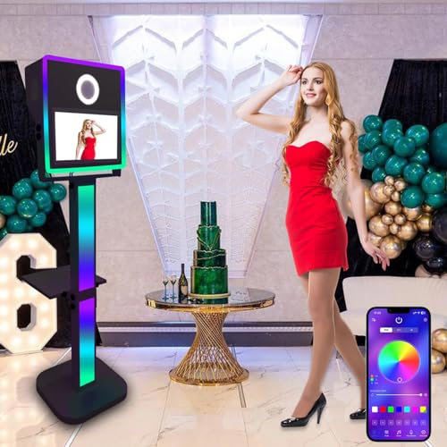 15,6-Zoll-Touchscreen – tragbare Fotokabine (I5-8 GB + 256 GB Mini-PC) + RGB-Ringlicht (App-Steuerung), Fotokabinen-Maschine mit Flightcase, für Hochzeiten, Abschlussfeiern, Abschlussball, Veranstal