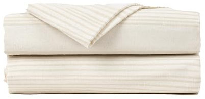 TRAMAS+ Mantel Mesa Rectangular Algodón Efecto Lino para Casa Comedor Cocina Terraza Patio 3 Medidas - Rayas Natural (140x200 cm)