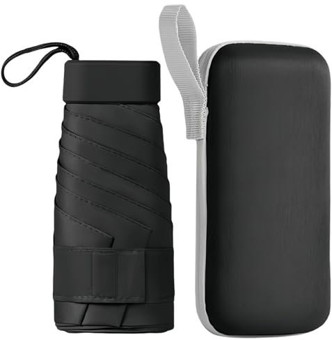 OHHXGK Mini Ombrello Tascabile Pieghevole a 6 Costole, UPF>50+ per Uomo e Donna