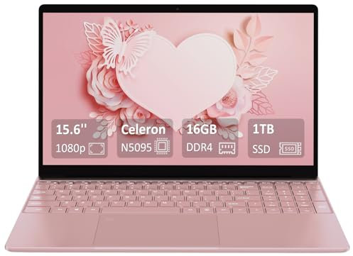2025 Senaste 15,6 tums FHD bärbar dator | 16 GB RAM 512GB SSD | Quad-Core Celeron 5205U|QWERTY-tangentbord med bakgrundsbelysning | Fingeravtrycksläsare|WiFi | HDMI | Bärbar dator för företag och