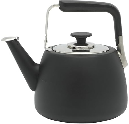 Sur La Table Kitchen Essentials Large 2 QT Heavy Gauge Stainless Steel Tea Kettle - Matte Black