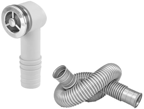 Qrity 1 PCS Overflow Pipe with 36x36mm Round Interface, Kitchen Sink Drain Pipe Kit, Sink Overflow Fittings, Bathroom Ceramic Basin Sink Overflow Pipe, Tube Length 450mm