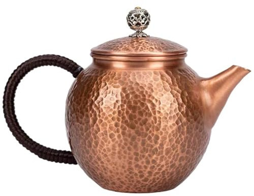 0.3L Vintage Copper Tea Teapot, Handmade Solid Copper Tea Pot, Stovetop Small Teapot, Vintage Water Boiler Portable Milk Warmer for Home Restaurant Kitchen Supplies