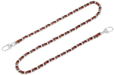QUARKZMAN väskelänk plånbok kedjelänk, 80cm väskelänk väskelänk plånboksbälten med spännen för handväska plånbok ersättningslänk (Mörkbrun länk + Silverkedja)