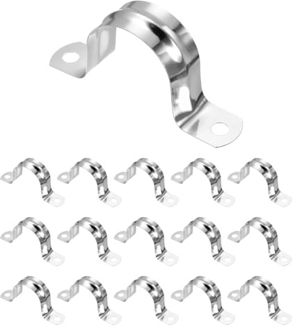 sourcing map 50 Stück 35 mm Rohrschellen, M35 U-Rohrschellen, Edelstahl, starres Rohrband, U-förmige Halterung mit zwei Löchern für Rohr, Schlauch, Drahtschnur, Befestigung