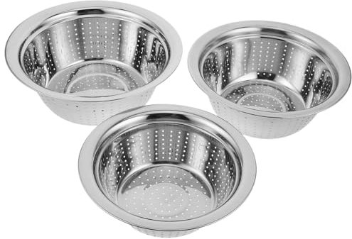 BEBEMOKO 3pezzi Ciotola Acciaio Inossidabile Scolapasta Multifunzionale Per Lavaggio Riso e Verdure Design Profondo e Resistente Per Cucina e Lavaggio Scolapasta