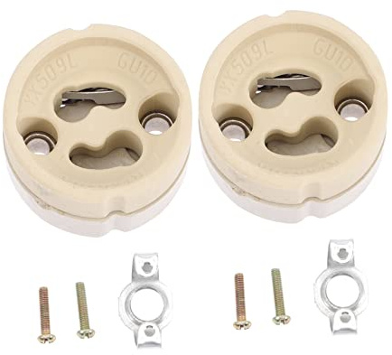 POPETPOP 2pcs Ceramic Light Socket Base Candelabra Socket for Ceiling Lights Easy Installation Bulb Holder Compatible GU10/GZ10 Bulbs